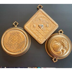 The Cook's Bazaar Vintage Copper Wall Decor Molds Set Fruit Heart Pineapple